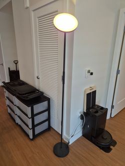 Set of 2 LED Torchiere Floor Lamps with Remotes – One Has an Issue