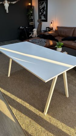 White Desk with Angled Legs 60 x 30 inches