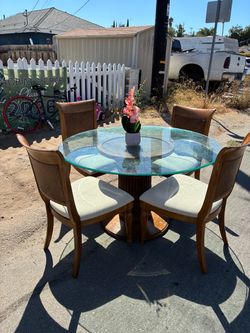Glass Top Dining Table and 4 Chairs