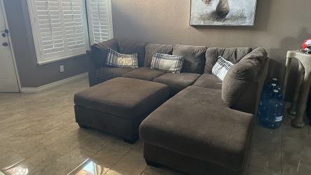 Brown Sectional with ottoman