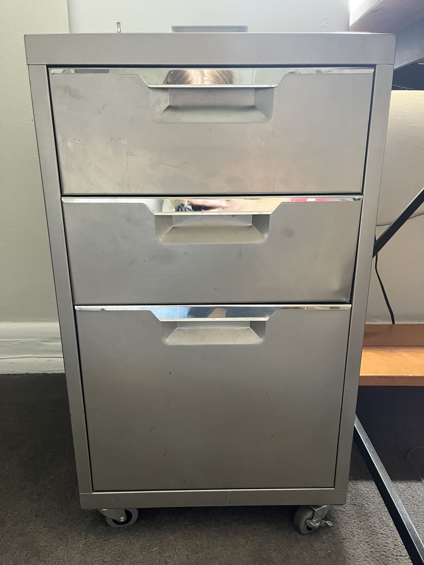 Silver filing cabinet