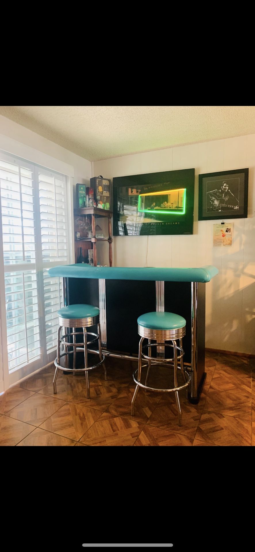 Dining Table And Bar With Stools