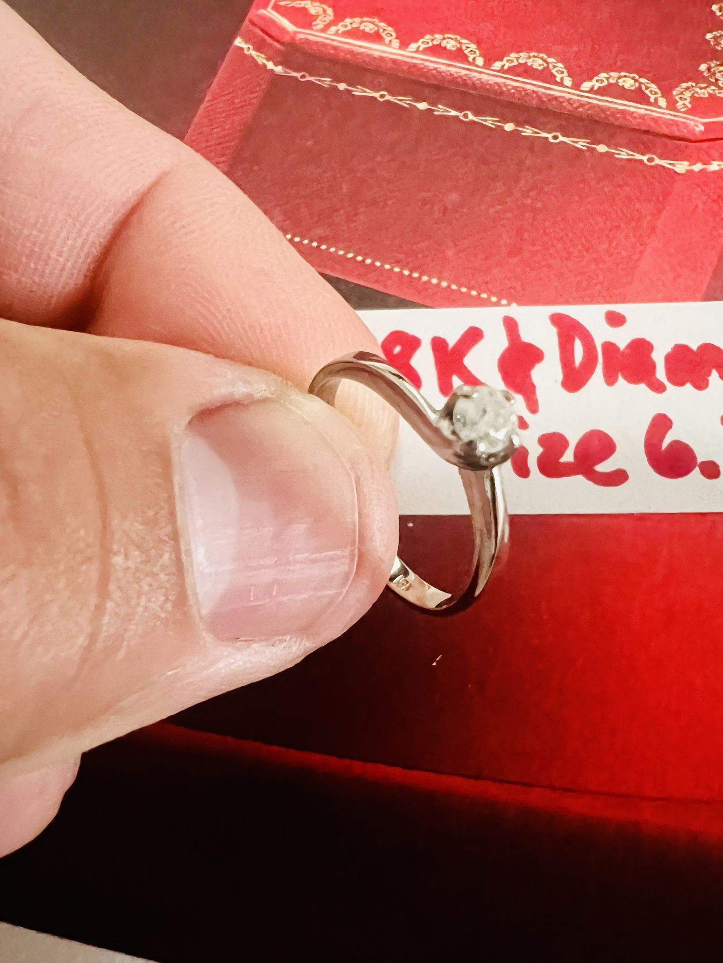 18K Solid White Gold Diamond 💎 Wedding Ring Size 6.5