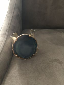 Gorgeous large blue agate quartz cuff bracelet