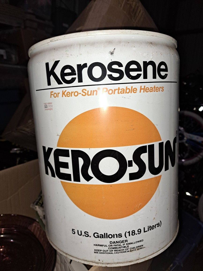 RARE LARGE KERO-SUN  Galvanized STANDARD 5 GAL. Kerosene ADVERTISING CAN VTG