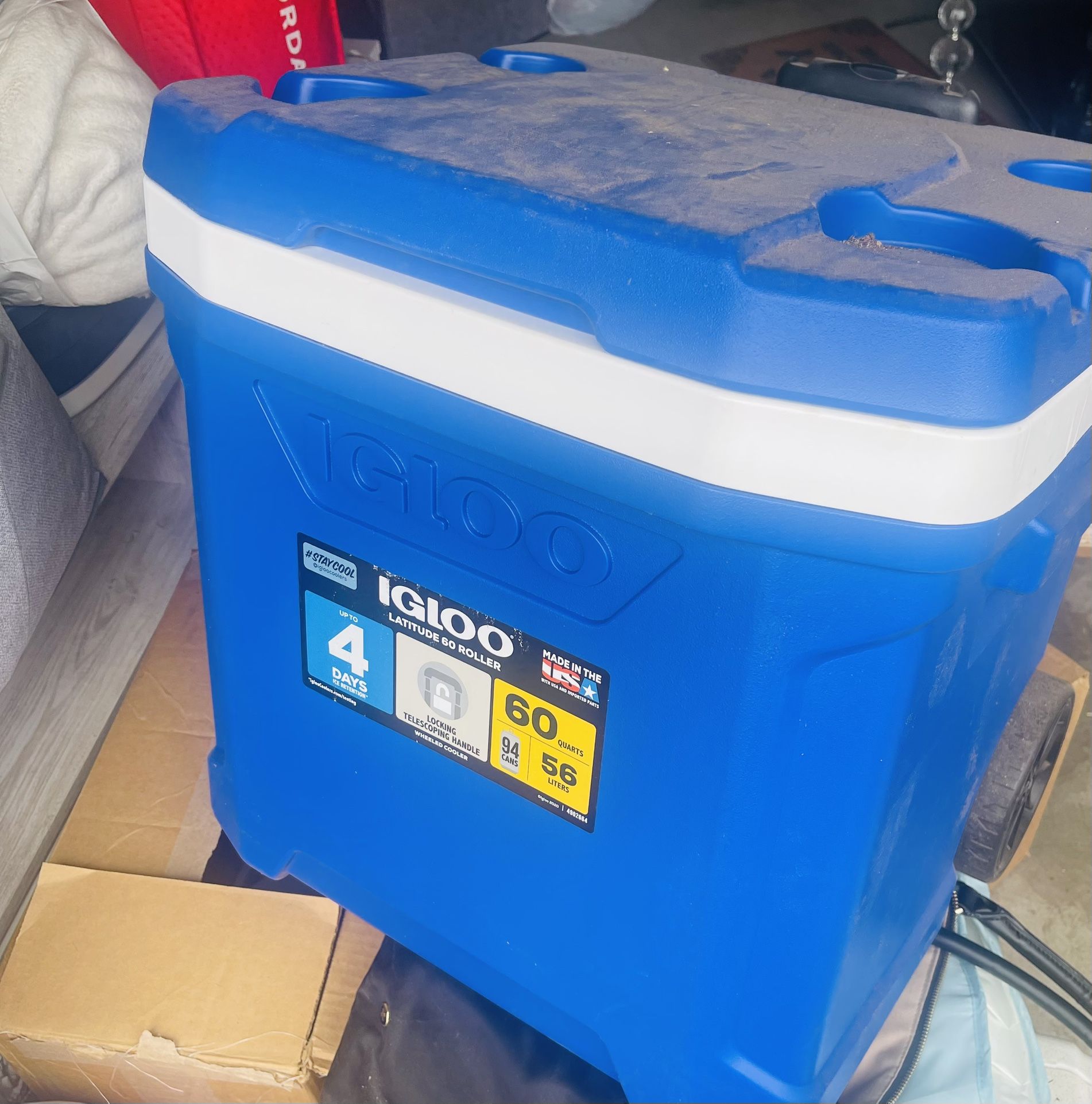 Large Cooler On Wheels 60 Quart