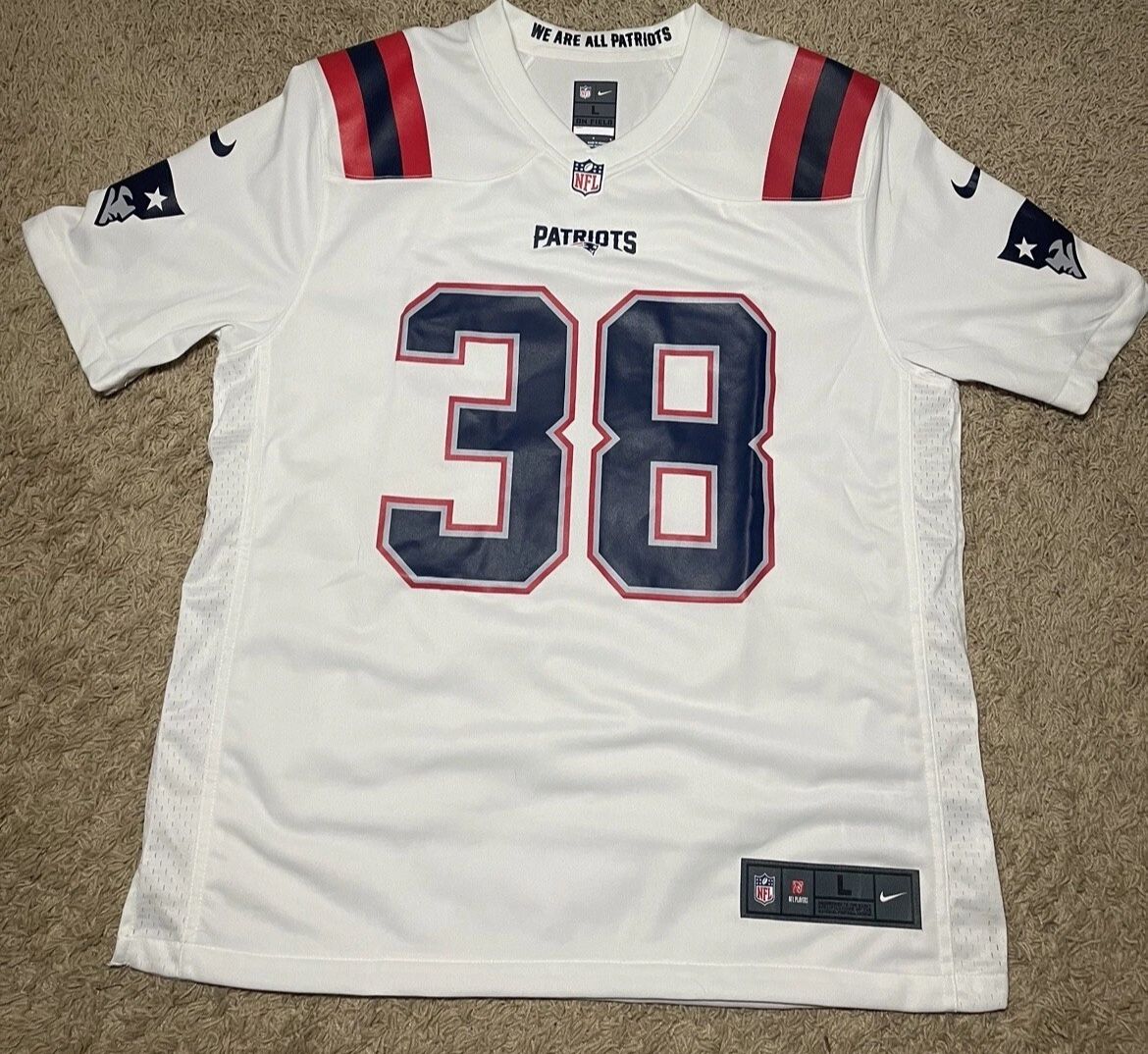 New England Patriots Nike Rhamondre Stevenson Jersey Mens Size Large White