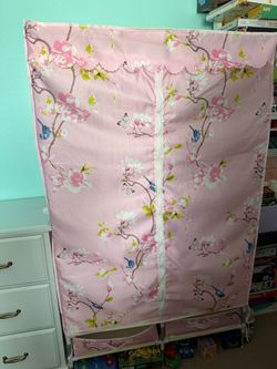 Pink Floral Wardrobe 65”x38.5”x16.5”