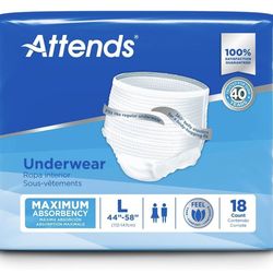 12 Packs Of Attends Protective Underwear with DermaDry Technology for Adult Incontinence Care, Unisex, Large