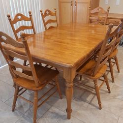 Hardwood Dining Table- Set of 6 Chairs