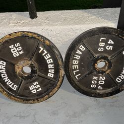 Standard Barbell 45 lb Olympic Weight Plates (Pair) – 90 lbs Total – Classic Cast Iron
