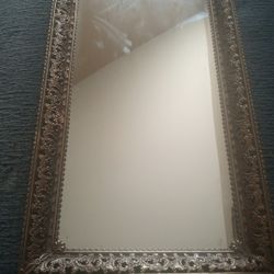 EXQUISITE Hollywood Regency Ornate Brass Filigree 12"x22" Mirrored Vanity Tray
