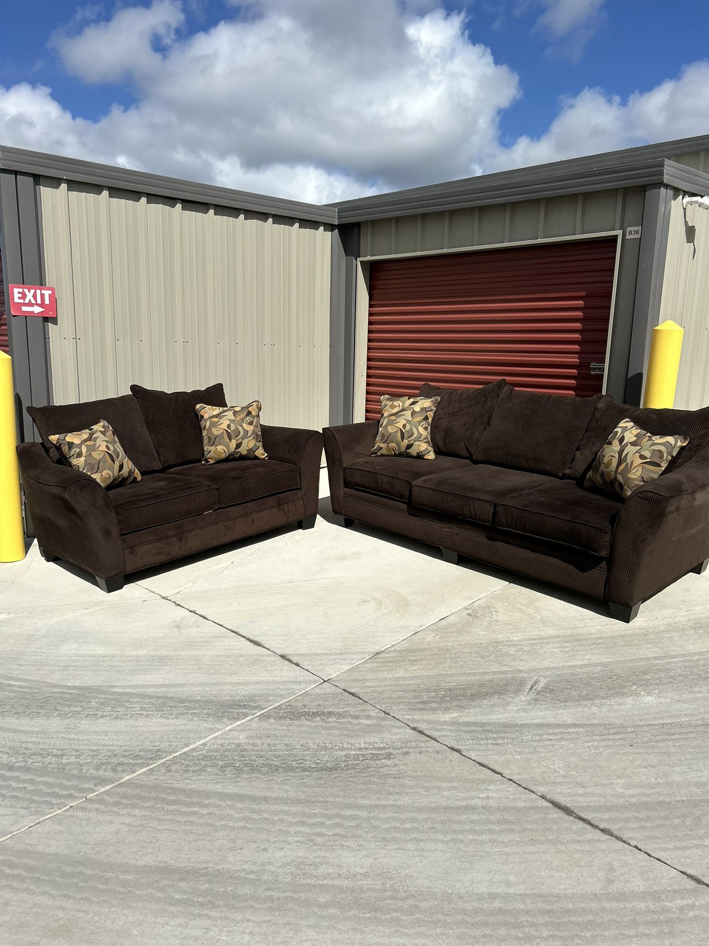 FREE DELIVERY&INSTALLATION Brown Corduroy Couch+Loveseat Set