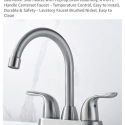 Bathroom Sink Faucet with Pop-up Drain Assembly, 4 Inch 2 Handle Centerset Faucet - Temperature Control, Easy to Install, Durable & Safety - Lavatory 
