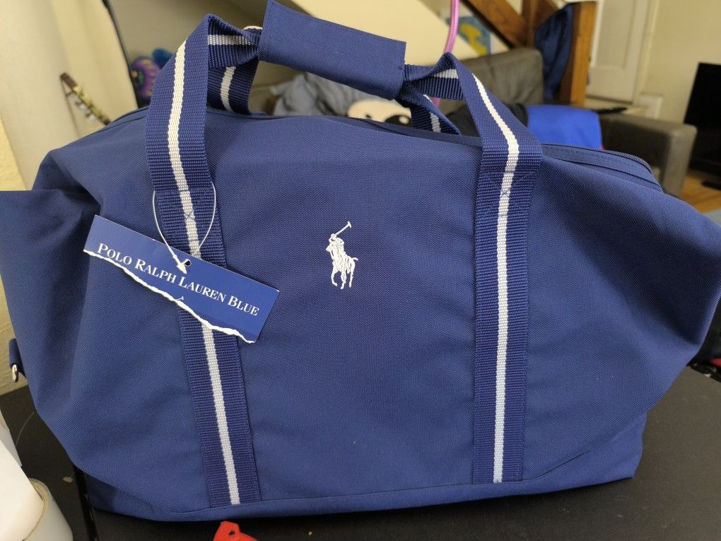 Polo Ralph Lauren RL blue white pony airport travel bag new