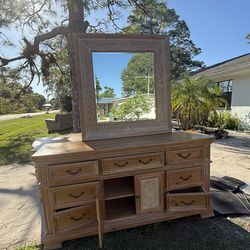 Dresser with mirror and table 6 chairs