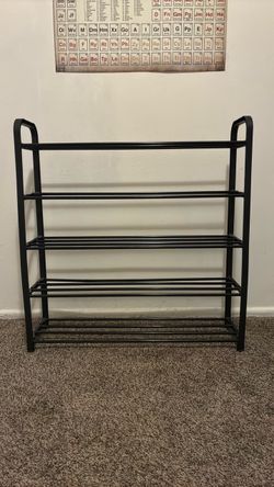 Black Metal 4-Tier Shoe Rack