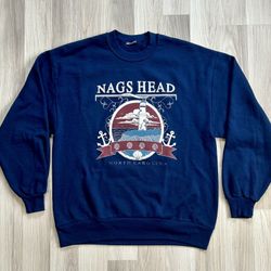VTG Nags Head North Carolina Puff Print Crewneck Sweater Mens Large