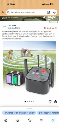 Wireless Dog Fence Pet Electric Intelligent 2026 Upgraded Containment System, Al Smart Alarm Low Battery Dog Out of Range Reminder, Display Receiver B
