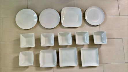 13 ceramic dishes color white all for $8 plates,