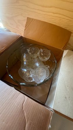 Glass Punch Bowl Set with Cups
