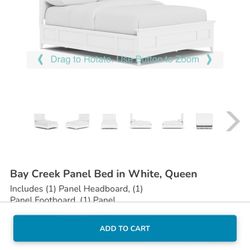 White Queen Bed And Media Chest