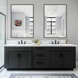 Bathroom Vanity Mirror for Wall, 2 Pack 36" x 24" Metal Framed Rectangular Bathroom Wall Mirror for Over Sink, HD Shatterproof Glass, Hangs Horizontal