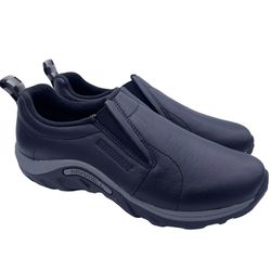 Merrell leather slip on comfy black shoes