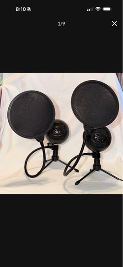 Blue Snowball USB Microphones with Pop Filters – Pair