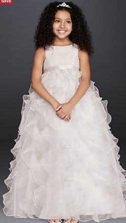 David’s Bridal Flower Girl Dress W/ Plum Sash