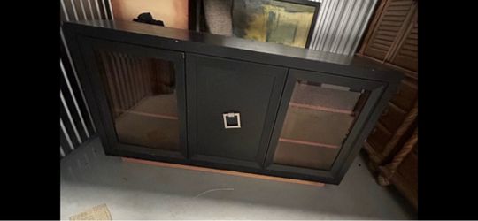 Black Wood Media Console with Glass Doors