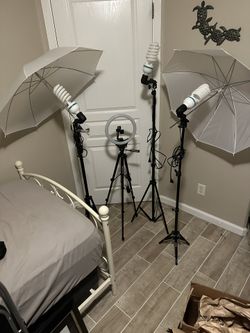 Complete Studio Photography Lighting Kit with Umbrella Softboxes and Ring Light