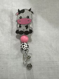 Pretty Cow Nurse Badge Reel 