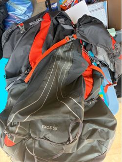 Osprey Exos58 and REI cold weather sleeping bag for hiking