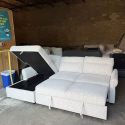 Brand New Sectional Sofa W/ Storage Chaise And Trundle Bed 