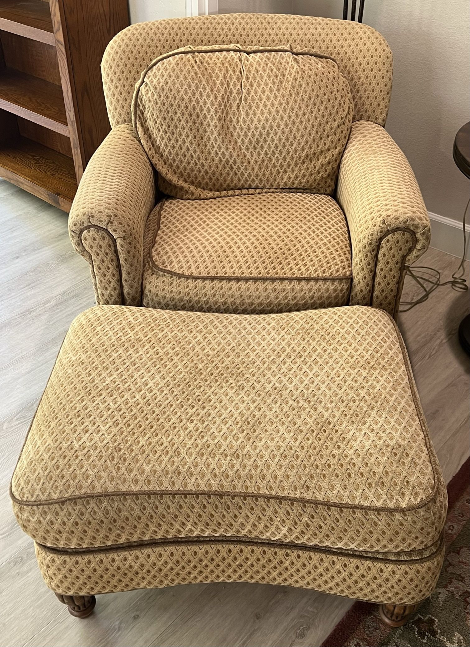 Gently Used Club Chair w/Matching Ottoman By Smith Brothers