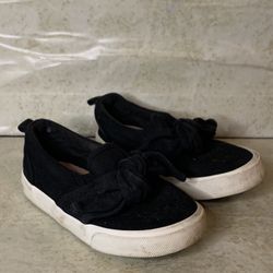 Old Navy Toddler Bow Black Canvas Slip On Shoes (size 7)