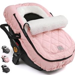 Car Seat Cover Baby: Winter Infant Carseat Canopy For Boy Girl Newborn, Zipper Peeping Wind