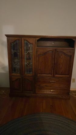 Oak 1980’s TV stereo gaming cabinet