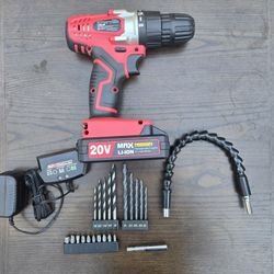 Avid Power 20V Cordless Drill + Bit Set - Like New 