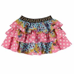 Versace Kids butterfly and polka dot print ruffled cotton skirt