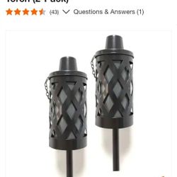 2-in-1 Black Lattice Garden Torch (2-Pack)