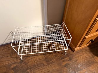 White 2-Tier Wire Shoe Rack