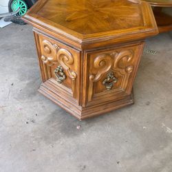 Vintage Hexagon Solid Wood Side Table Cabinet 