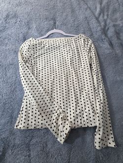 Women's Polka Dot Long Sleeve Top, Size M, Cream/Black