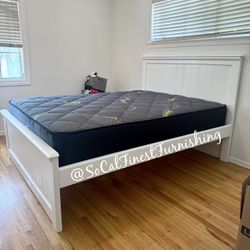 White Queen Bed With Mattress 