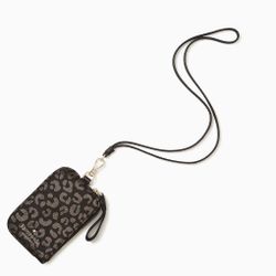 Kate Spade Leopard Print Lanyard Card Holder ID Case