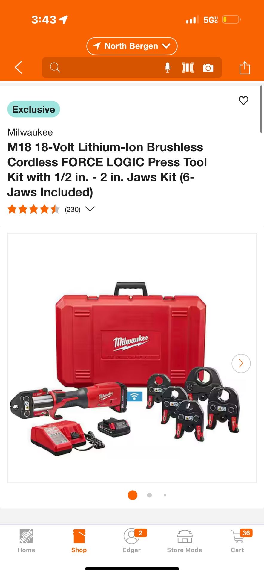 Milwaukee M18 FORCE LOGIC Press Tool with ONE-KEY with 1/2inch-2inch CTS Jaws brand new sealed retail $3830 Package Contents (1) M18 FORCE LOGIC Pres