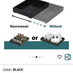 SunnyPoint Pull-Out Cabinet Organizer Expandable Drawer Shelf (BLACK) x2