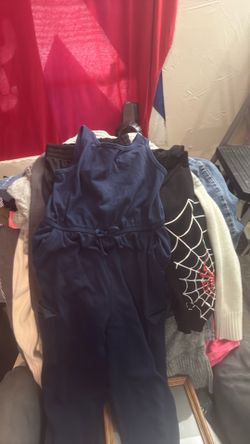 Girls size 7/8 overalls fabric blue
